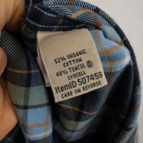 L.L. Bean Flannel Shirt Womens Small Blue Plaid - Picture 12 of 14
